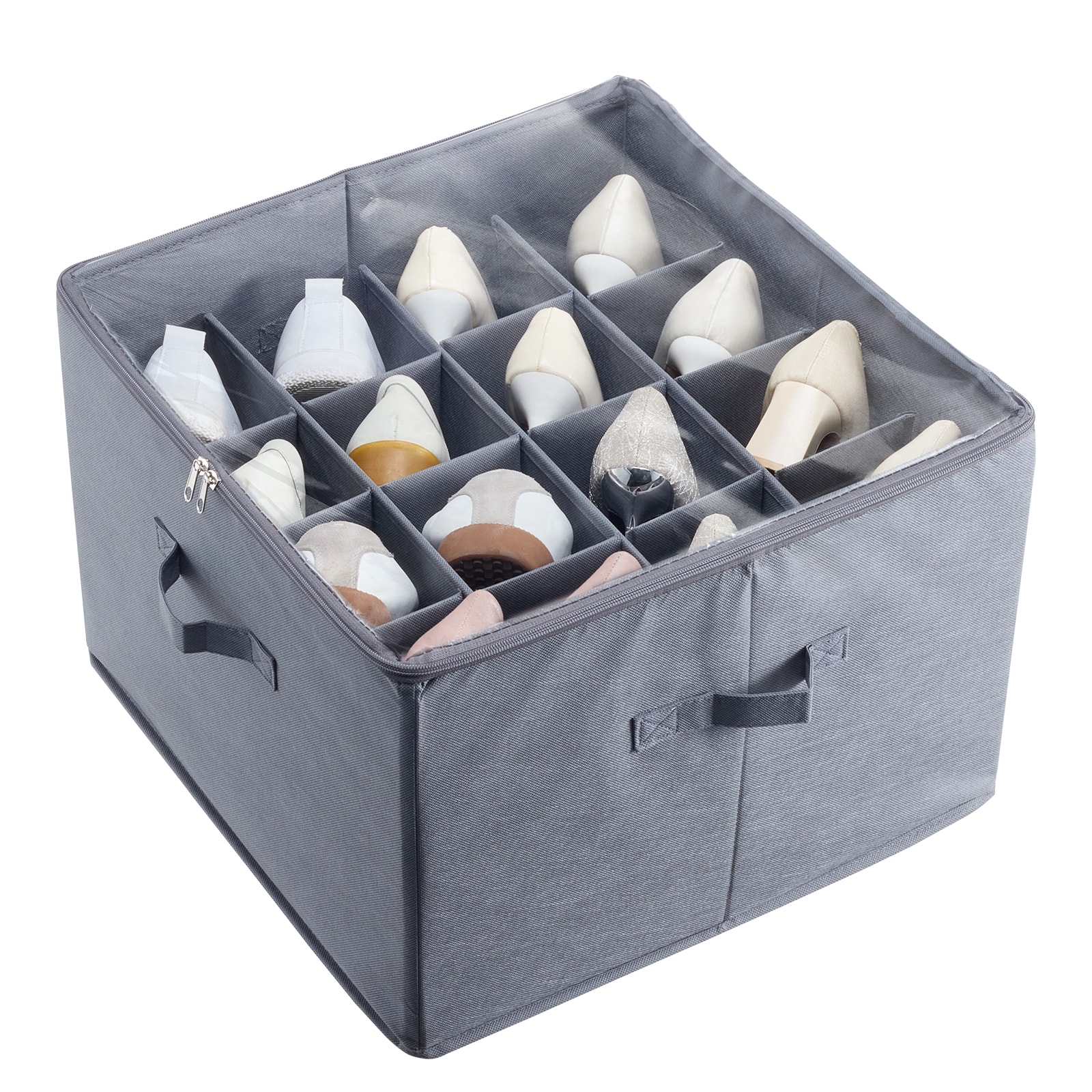 Under Bed Shoe Storage Organizer With Clear Window And Dividers_voghion.com